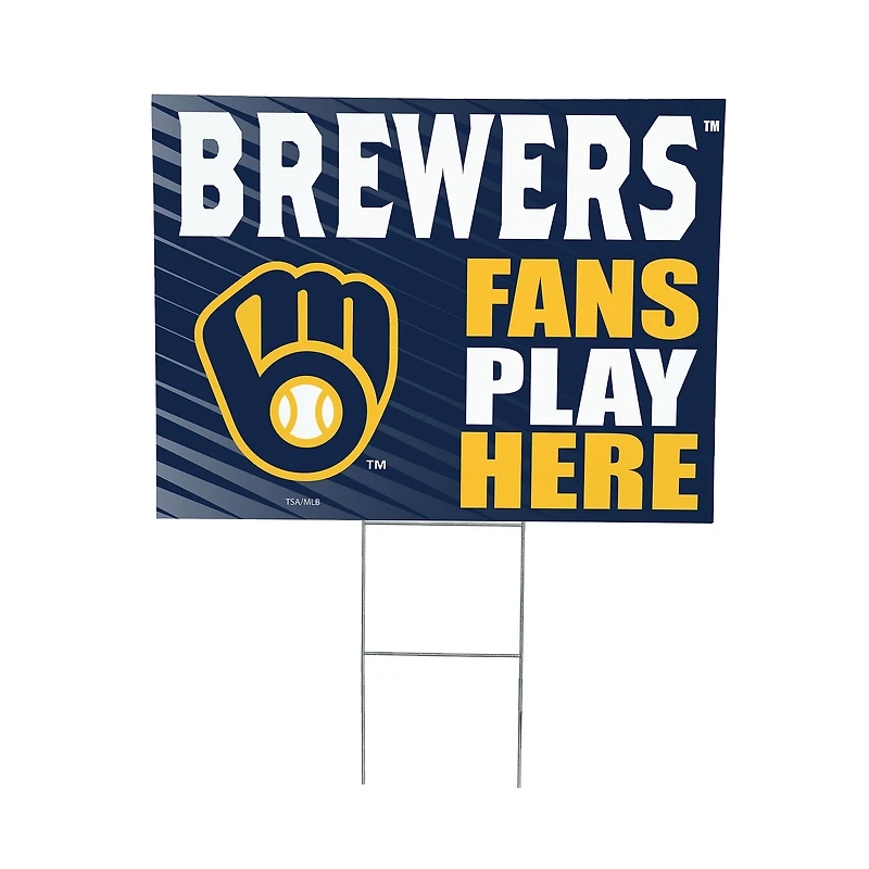 Milwaukee Brewers 18" x 24" Fans Play Here Outdoor Yard Sign
