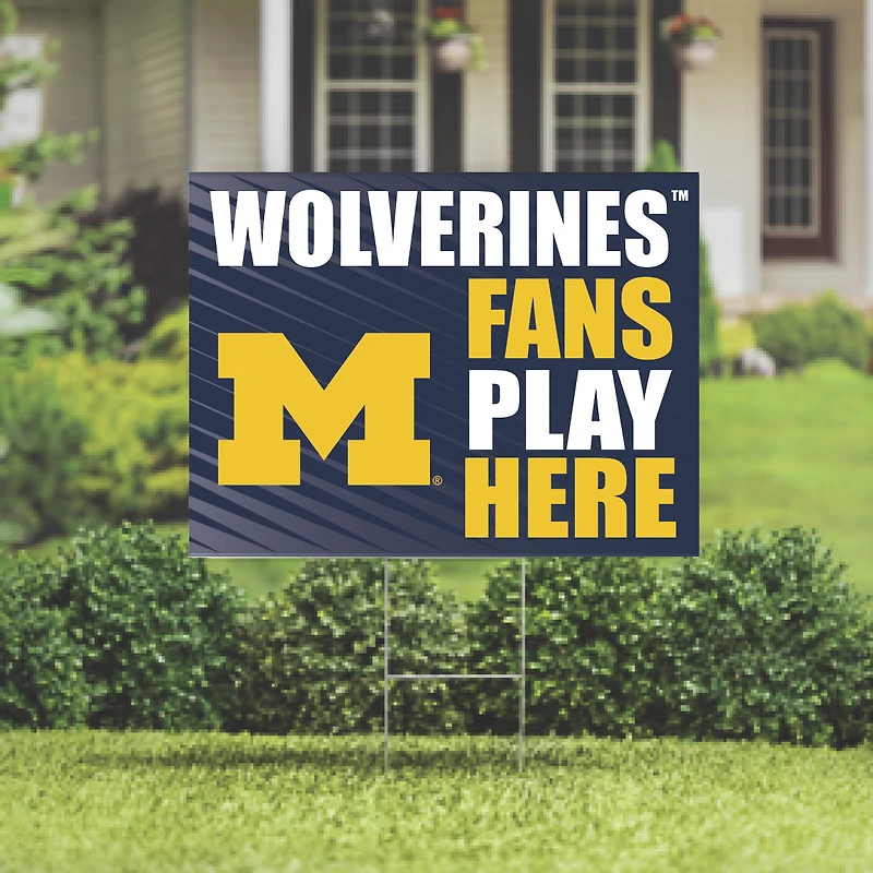 Michigan Wolverines 18" x 24" Fans Play Here Outdoor Yard Sign