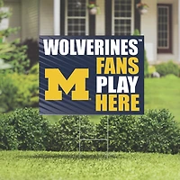 Michigan Wolverines 18" x 24" Fans Play Here Outdoor Yard Sign