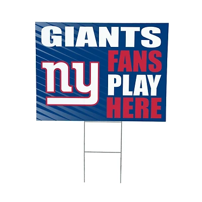 New York Giants 18" x 24" Fans Play Here Outdoor Yard Sign