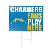 Los Angeles Chargers 18" x 24" Fans Play Here Outdoor Yard Sign