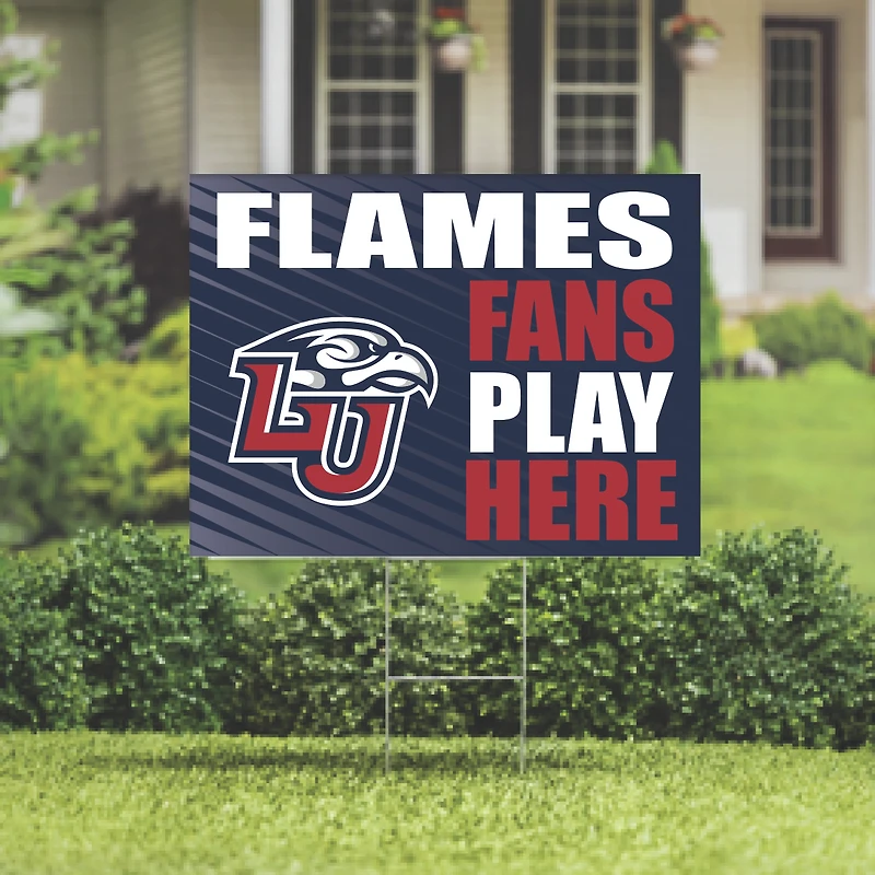 Liberty Flames 18" x 24" Fans Play Here Outdoor Yard Sign