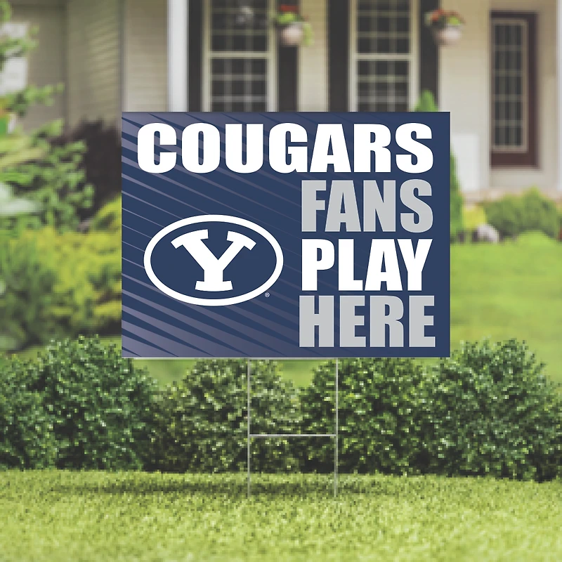 BYU Cougars 18" x 24" Fans Play Here Outdoor Yard Sign