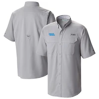 Men's Columbia Gray Carolina Panthers Low Drag Offshore Omni-Wick Button-Up Shirt