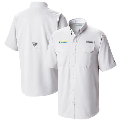 Men's Columbia White Los Angeles Chargers Low Drag Offshore Omni-Wick Button-Up Shirt