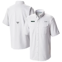 Men's Columbia White Green Bay Packers Low Drag Offshore Omni-Wick Button-Up Shirt