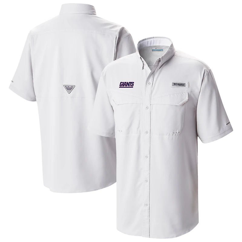Men's Columbia White New York Giants Low Drag Offshore Omni-Wick Button-Up Shirt
