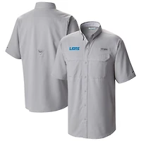 Men's Columbia Gray Detroit Lions Low Drag Offshore Omni-Wick Button-Up Shirt