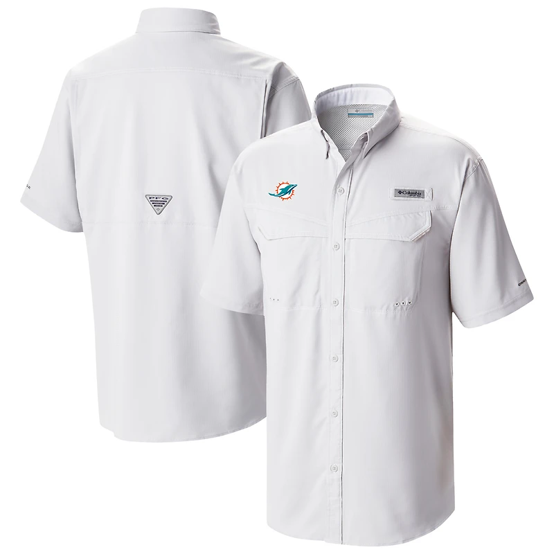 Men's Columbia White Miami Dolphins Low Drag Offshore Omni-Wick Button-Up Shirt