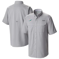 Men's Columbia Gray Miami Dolphins Low Drag Offshore Omni-Wick Button-Up Shirt