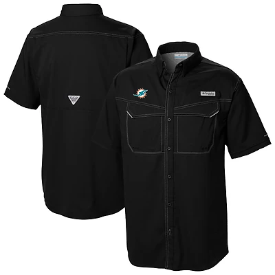 Men's Columbia Black Miami Dolphins Low Drag Offshore Omni-Wick Button-Up Shirt