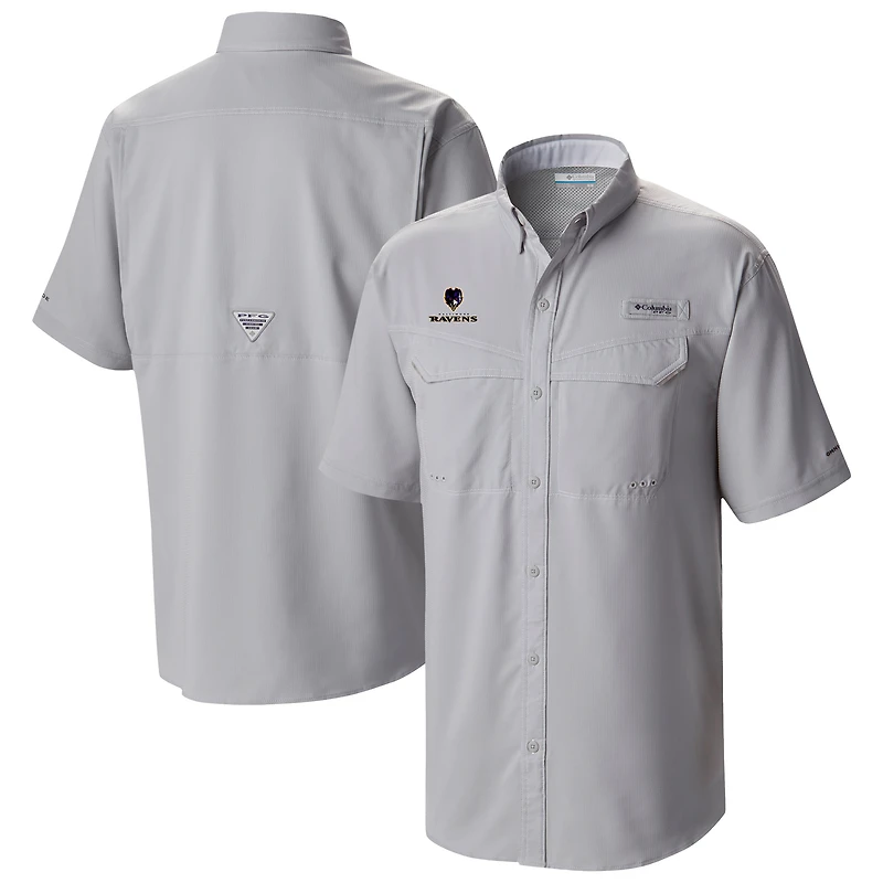 Men's Columbia Gray Baltimore Ravens Low Drag Offshore Omni-Wick Button-Up Shirt