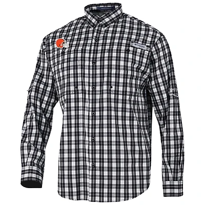 Men's Columbia  Black Cleveland Browns Super Slack Tide Long Sleeve Button-Up