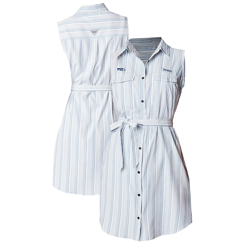 Women's Columbia White Seattle Seahawks PFG Sun Drifter Woven Dress