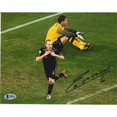 Andres Iniesta Spain National Team Autographed 8" x 10" Celebration Photograph