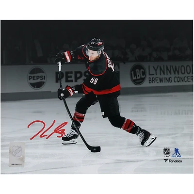 Jake Guentzel Carolina Hurricanes Autographed 8" x 10" Black Jersey Shooting Spotlight Photograph