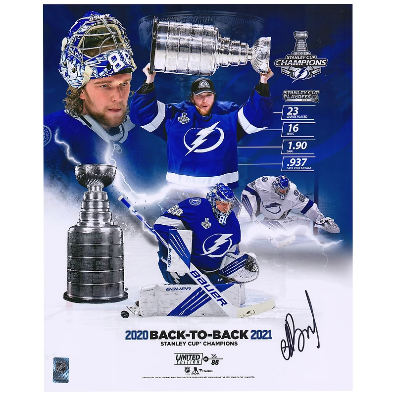 Andrei Vasilevskiy Tampa Bay Lightning Autographed Back-to-Back Stanley Cup Champions 16" x 20" Collage - Limited Edition of 88