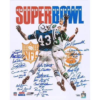 1969 New York Jets Autographed Super Bowl III Program 16" x 20" Photo - 24 Signatures