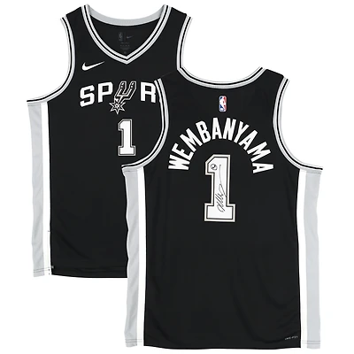 Victor Wembanyama San Antonio Spurs Autographed Black Nike Icon Swingman Jersey with Alien Head Drawing