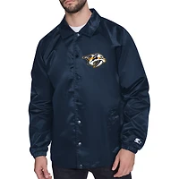 Men's Starter  Navy Nashville Predators Printed Logo Coaches Full-Snap Jacket