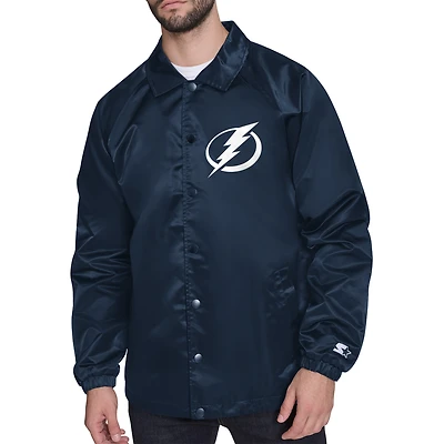 Men's Starter  Navy Tampa Bay Lightning Printed Logo Coaches Full-Snap Jacket