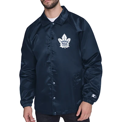 Men's Starter  Navy Toronto Maple Leafs Printed Logo Coaches Full-Snap Jacket