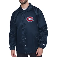 Men's Starter  Navy Montreal Canadiens Printed Logo Coaches Full-Snap Jacket