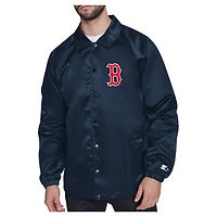Men's Starter  Navy Boston Red Sox Shield Logo Raglan Coaches Full-Snap Jacket