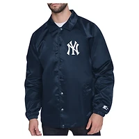Men's Starter  Navy New York Yankees Shield Logo Raglan Coaches Full-Snap Jacket