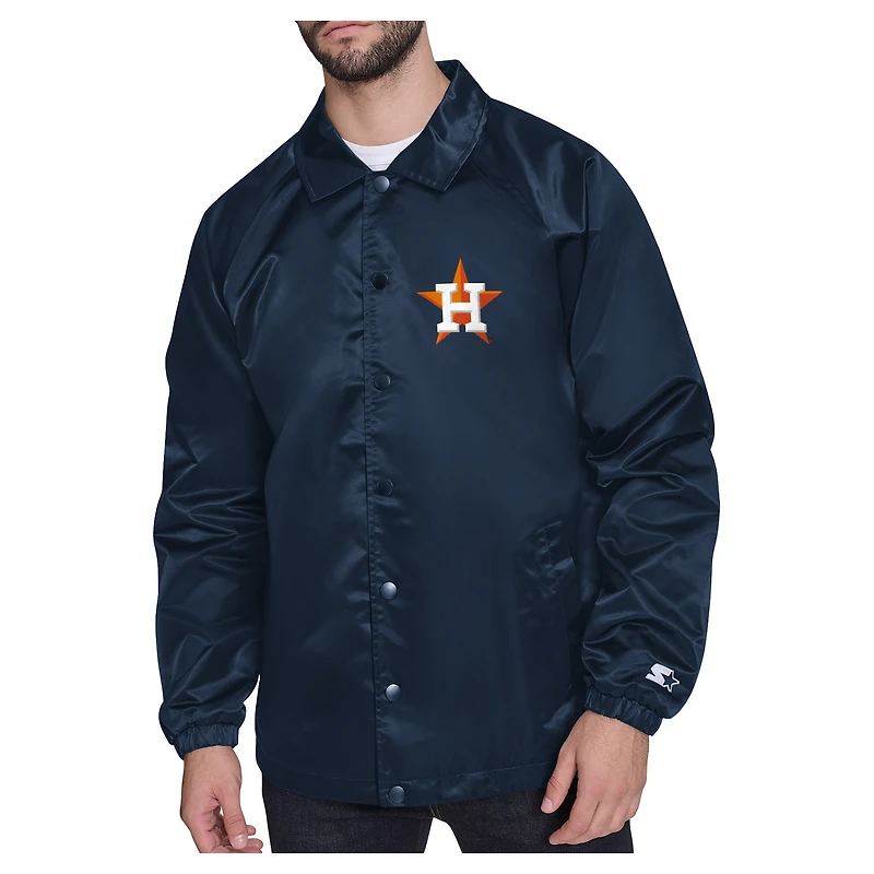 Men's Starter  Navy Houston Astros Shield Logo Raglan Coaches Full-Snap Jacket