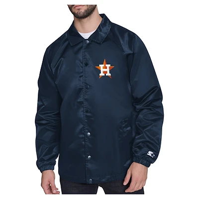 Men's Starter  Navy Houston Astros Shield Logo Raglan Coaches Full-Snap Jacket