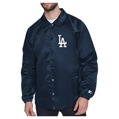 Men's Starter  Navy Los Angeles Dodgers Shield Logo Raglan Coaches Full-Snap Jacket