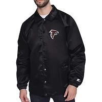 Men's Starter  Black Atlanta Falcons Printed Logo Raglan Coaches Full-Snap Jacket