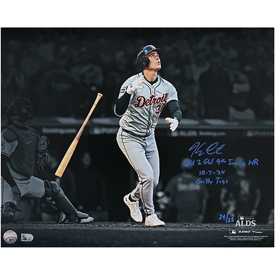 Kerry Carpenter Detroit Tigers Autographed 16" x 20" 2024 ALDS Game 2 Home Run Spotlight Photograph with Multiple Inscriptions - Limited Edition of 25