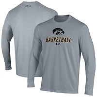 Men's Under Armour  Gray Iowa Hawkeyes Basketball Performance Long Sleeve T-Shirt