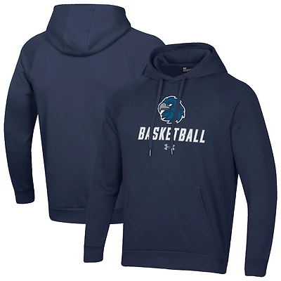 Men's Under Armour Navy Monmouth Hawks Basketball Rival Raglan Fleece Pullover Hoodie