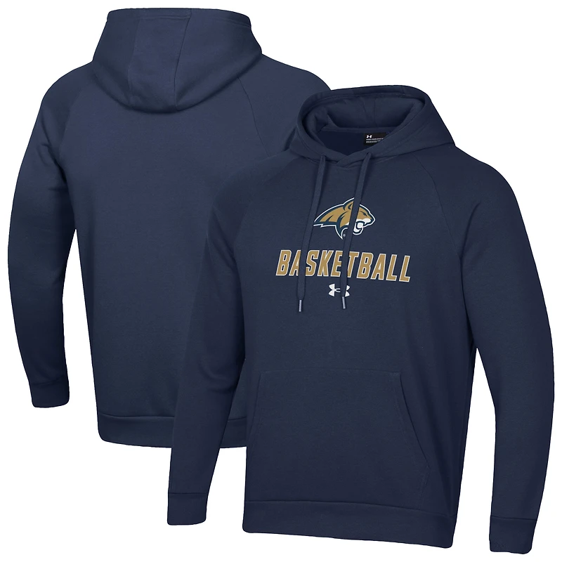 Men's Under Armour Navy Montana State Bobcats Basketball Rival Raglan Fleece Pullover Hoodie