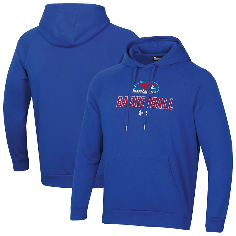 Men's Under Armour Blue UMass Lowell River Hawks Basketball Rival Raglan Fleece Pullover Hoodie