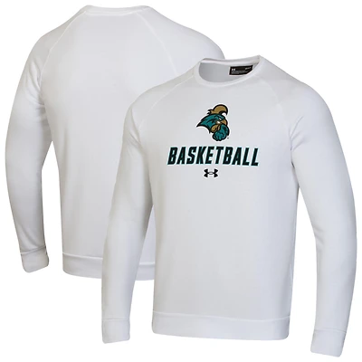 Men's Under Armour  White Coastal Carolina Chanticleers Raglan Basketball Rival Fleece Pullover Sweatshirt