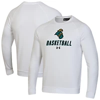 Men's Under Armour  White Coastal Carolina Chanticleers Raglan Basketball Rival Fleece Pullover Sweatshirt