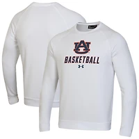 Men's Under Armour  White Auburn Tigers Raglan Basketball Rival Fleece Pullover Sweatshirt
