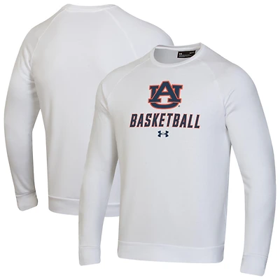 Men's Under Armour  White Auburn Tigers Raglan Basketball Rival Fleece Pullover Sweatshirt