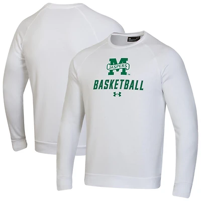 Men's Under Armour  White Manhattan Jaspers Raglan Basketball Rival Fleece Pullover Sweatshirt