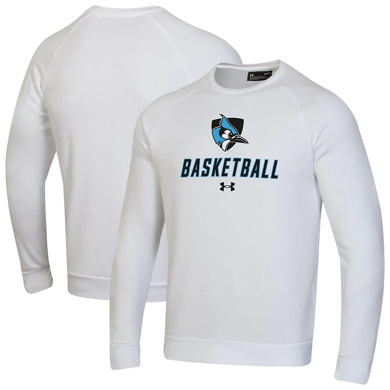 Men's Under Armour  White Johns Hopkins Blue Jays Raglan Basketball Rival Fleece Pullover Sweatshirt