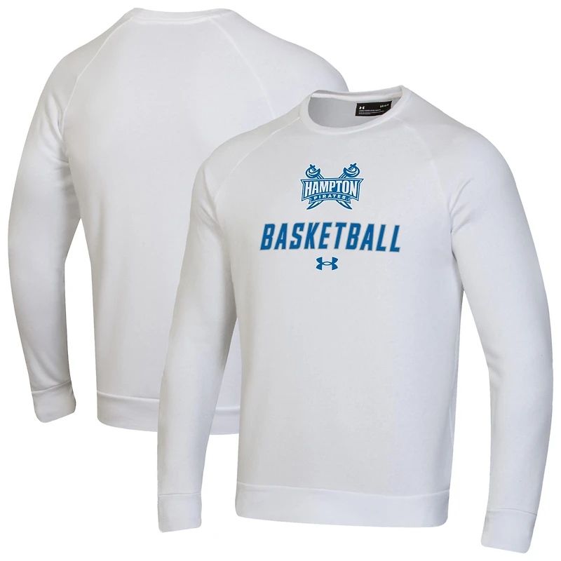 Men's Under Armour  White Hampton Pirates Raglan Basketball Rival Fleece Pullover Sweatshirt