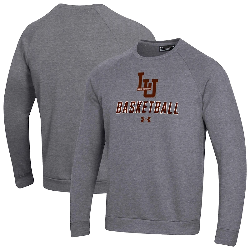 Men's Under Armour  Gray Lehigh Mountain Hawks Raglan Basketball Rival Fleece Pullover Sweatshirt