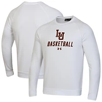 Men's Under Armour  White Lehigh Mountain Hawks Raglan Basketball Rival Fleece Pullover Sweatshirt