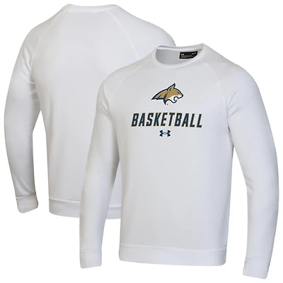Men's Under Armour  White Montana State Bobcats Raglan Basketball Rival Fleece Pullover Sweatshirt