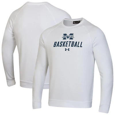 Men's Under Armour  White Moravian Greyhounds Raglan Basketball Rival Fleece Pullover Sweatshirt