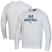 Men's Under Armour  White Moravian Greyhounds Raglan Basketball Rival Fleece Pullover Sweatshirt